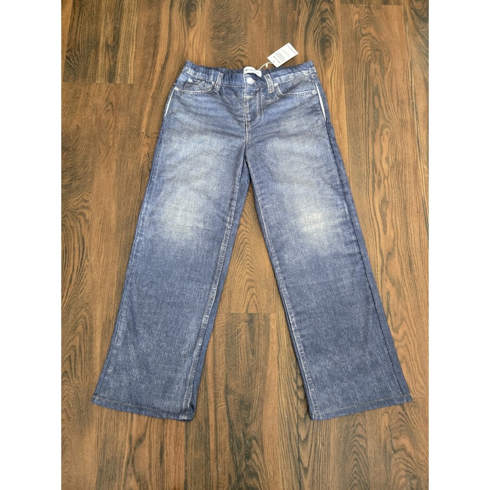 NWT Mila Rosabella Pull-On Wide Leg Denim Printed Pants Blue Women's XL NEW